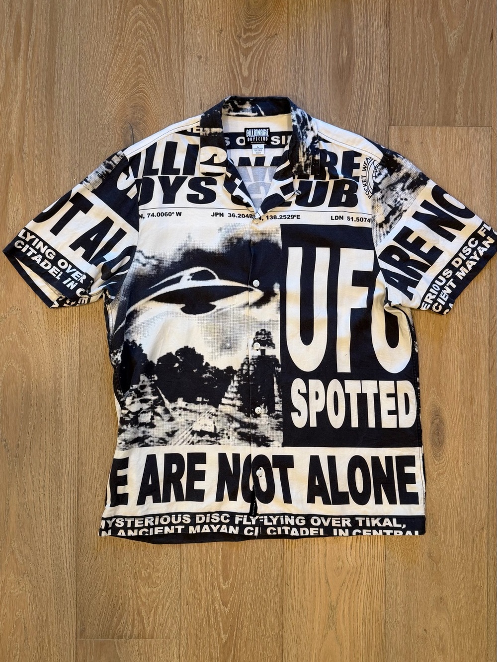 Billionaire Boys Club Black & White 'UFO Spotted' Graphic Button-Down Shirt